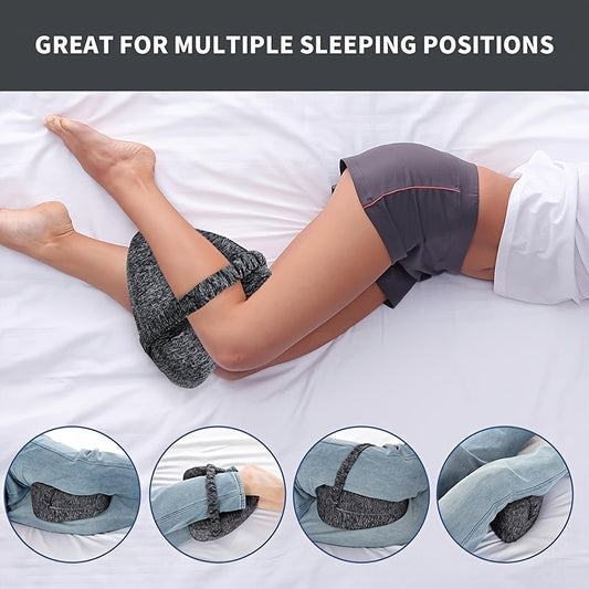 Ergonomic Memory Foam Leg Pillow designed for Side Sleepers - featuring a Hypoallergenic Knit Fabric Cover, Lightweight Knee Support Cushion with Strap, Hand Washable, Soft Polyester 200-250gsm Material, Ideal for Sleeping, Removable Knee Support Pad