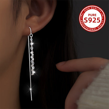 These stylish dangling earrings for women feature lip chain tassels and are crafted in 925 silver, weighing 1.4g. Perfect for everyday wear, special occasions, vacations, or as thoughtful gifts for friends or besties.