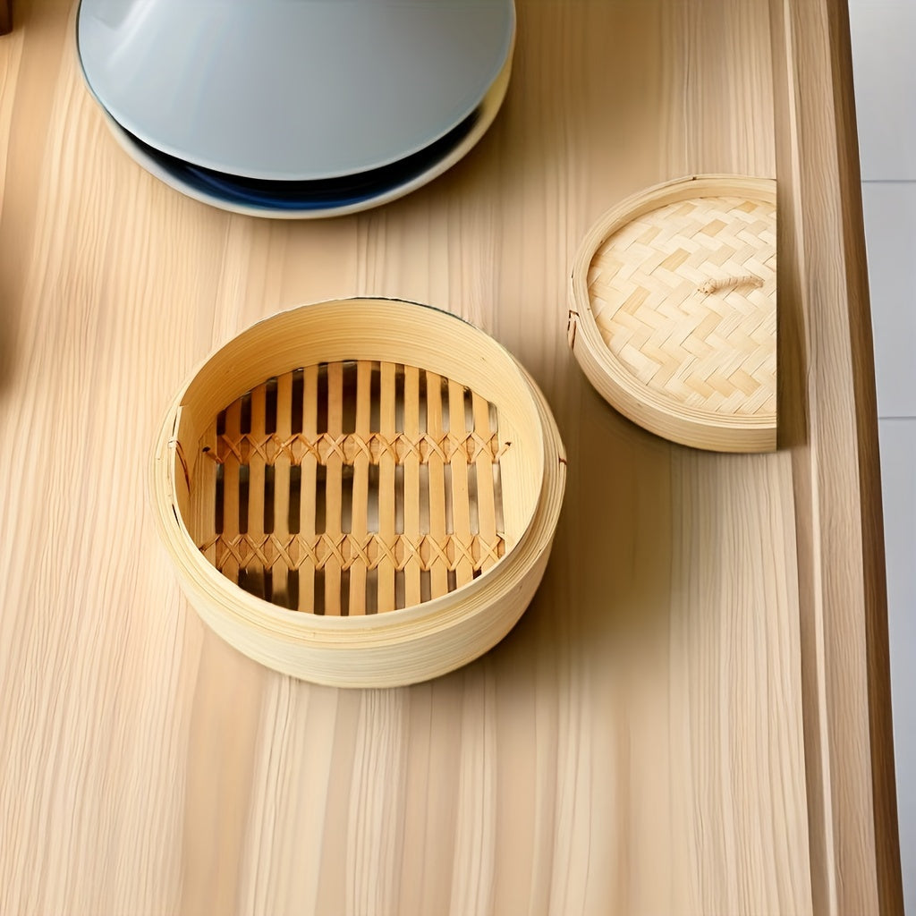 Handmade Bamboo Steamer Baskets Bundle - Perfect for Cooking Dim Sum, Buns, and Pastries in Home Kitchens, Restaurants, and Hotels. Complete Kitchen Set with Cookware and Utensils.