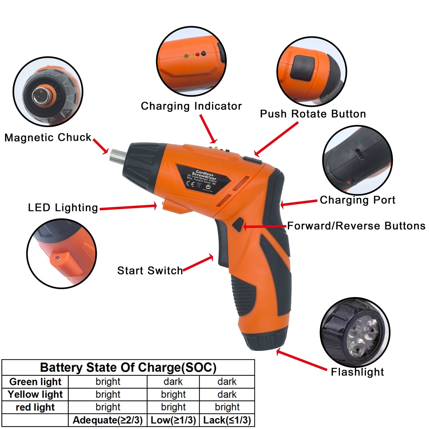 Electric screwdriver set with 47 accessories and flashlight feature, suitable for various uses like tightening screws, nuts, and drilling. Ideal for home repairs and installations.