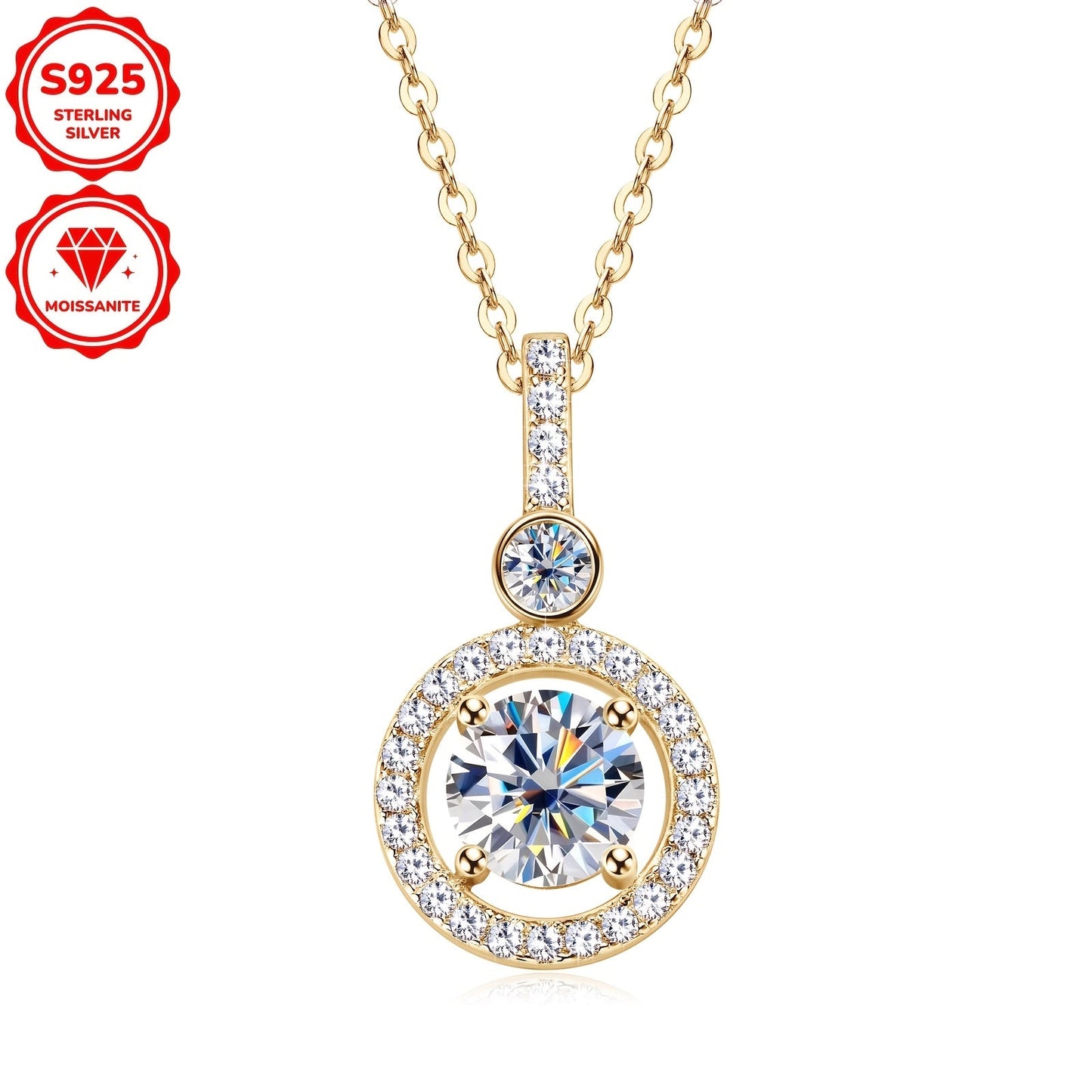 3.37g vaznli ajoyib kumush pendant 6.5mm Mozambik toshi, 3mm Mozambik toshi, 1.3mm Mozambik toshidan 4 dona va 1.2mm Mozambik toshidan 24 dona o'z ichiga oladi, jami 1.33ct. Ushbu pendant 925 sterling kumush ayollar uchun bog'langan.