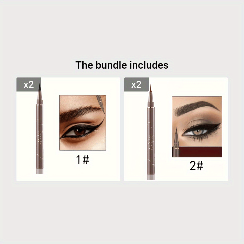 Waterproof black liquid eyeliner pen with quick-dry formula that resists smudging, sweat, and lasts long.