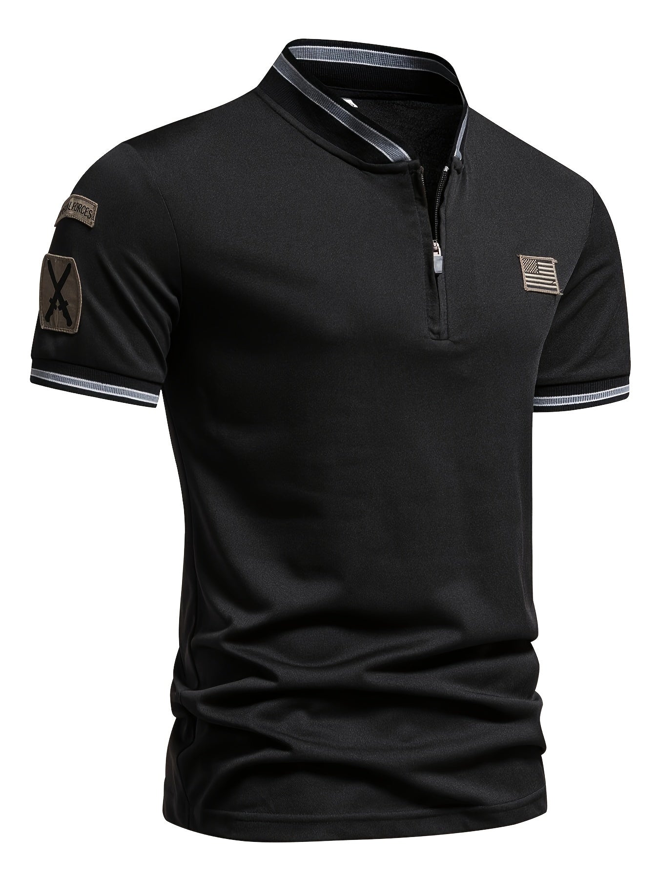 Men's breathable shirt with zipper, geometric pattern, machine washable - ideal for casual or outdoor wear such as golf, hiking, or beach outings.