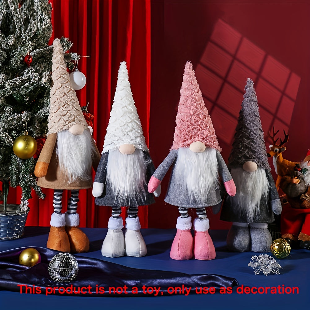 1pc Christmas decorations: Faceless elderly man telescopic plush doll for Christmas parties.