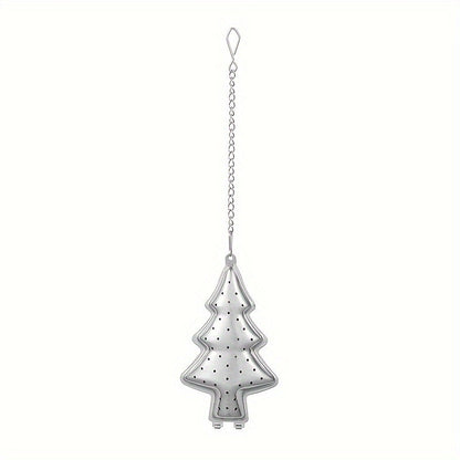 Modern Stainless Steel Christmas Tree Tea Infuser with Chain - Durable 304 Mesh Strainer for Cup, Perfect for Loose Leaf Tea during Holidays - Ideal for Christmas, Halloween, Easter, Hanukkah, Thanksgiving