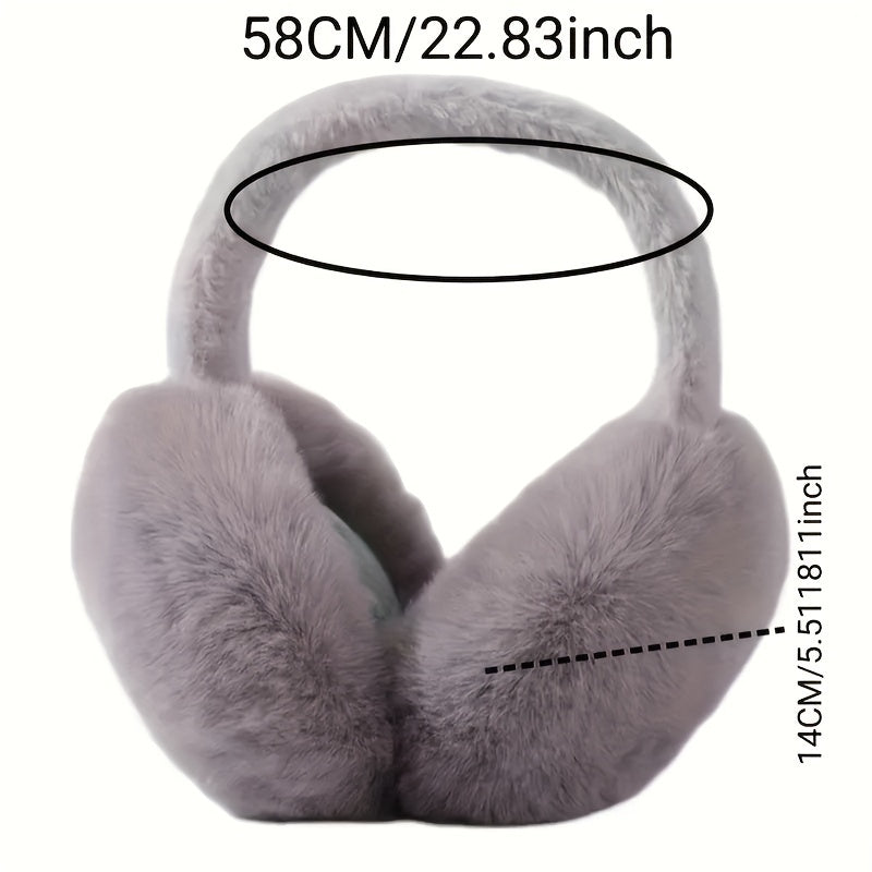 Winter Warm Foldable Earmuffs in Solid Color with Thick, Coldproof, and Stretchable design. Plush, Soft, and Cozy material suitable for both Women and Men. Ideal for Outdoor Activities, made from Knitted Polyester material. Hand Wash Only.