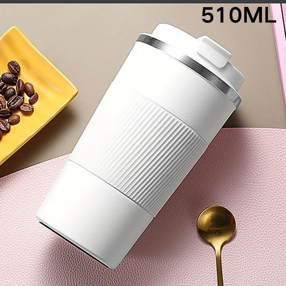 Stainless Steel Coffee Mug, Double-Walled Insulated Vacuum Flask, Leak-Proof Non-Slip Travel Thermal Cup for Hot and Cold Beverages, 380ml/510ml