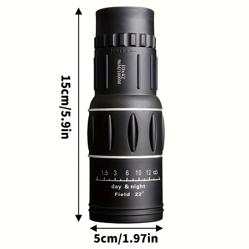 High-Definition 10x42 Monocular Telescope for Outdoor Activities with FMC Lens and Manual Focus