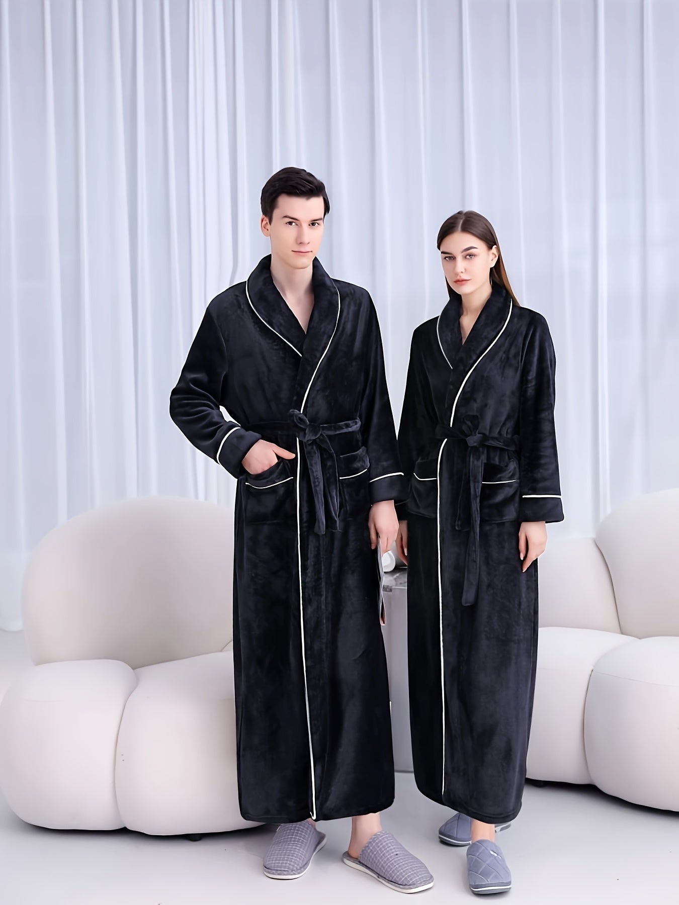 Cosy flannel robe for men & women, perfect for fall/winter.