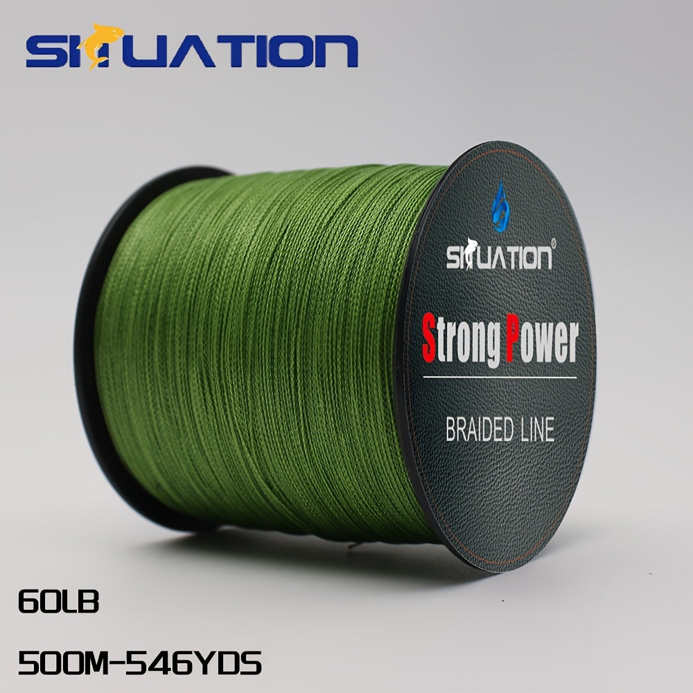 SIIUATION Ultra-Durable 499.87m PE Braided Fishing Line - 4-Strand, Anti-Abrasion, Smooth Long Casts, Available in Various Strengths, Super Strong, Multifilament.