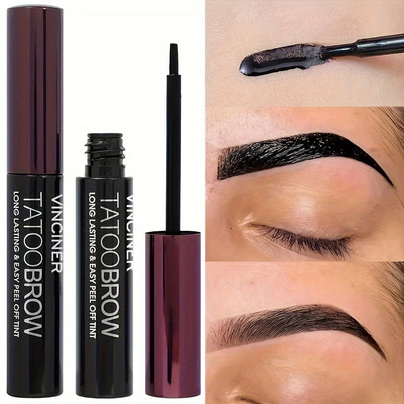 Long-lasting black/brown waterproof eyebrow gel with semi-permanent dye.