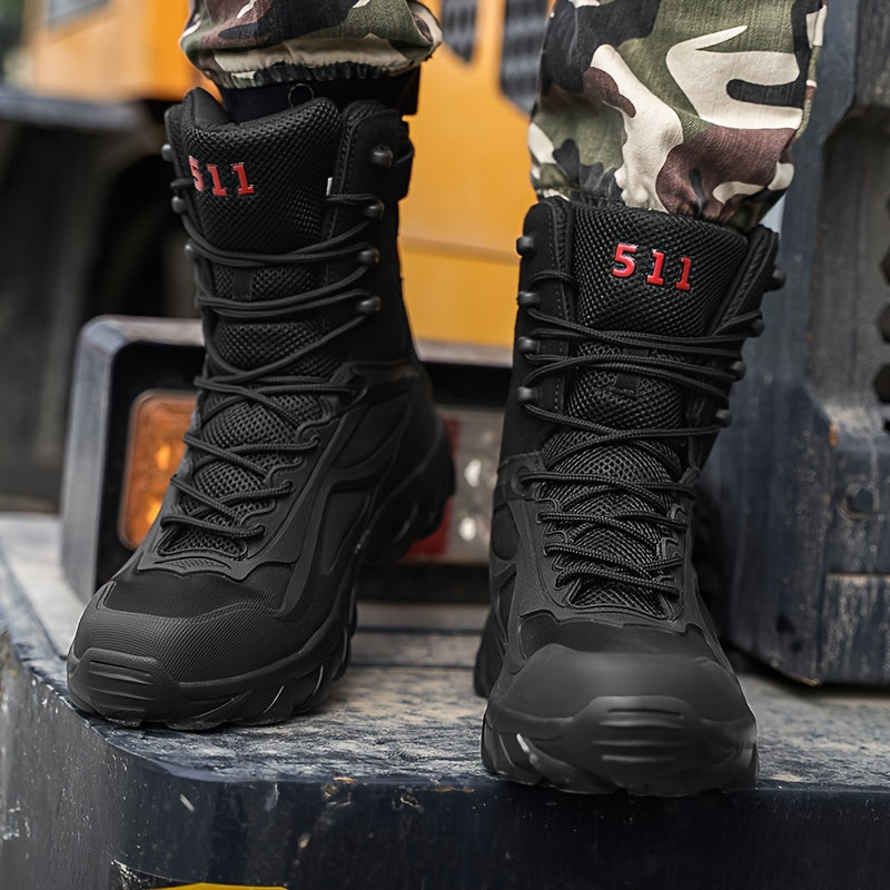 Durable high top hiking boots for men, ideal for outdoor activities.