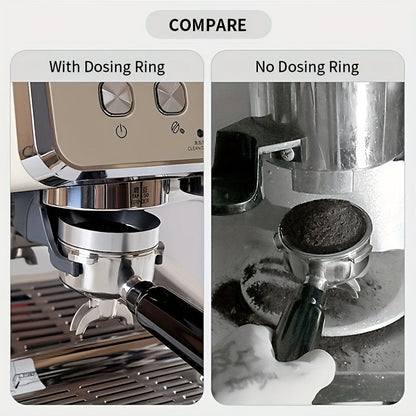 Durable Espresso Barista Tool: Aluminum Alloy Magnetic Round Ring Coffee Dosing Ring for 51mm, 53mm, and 58mm.