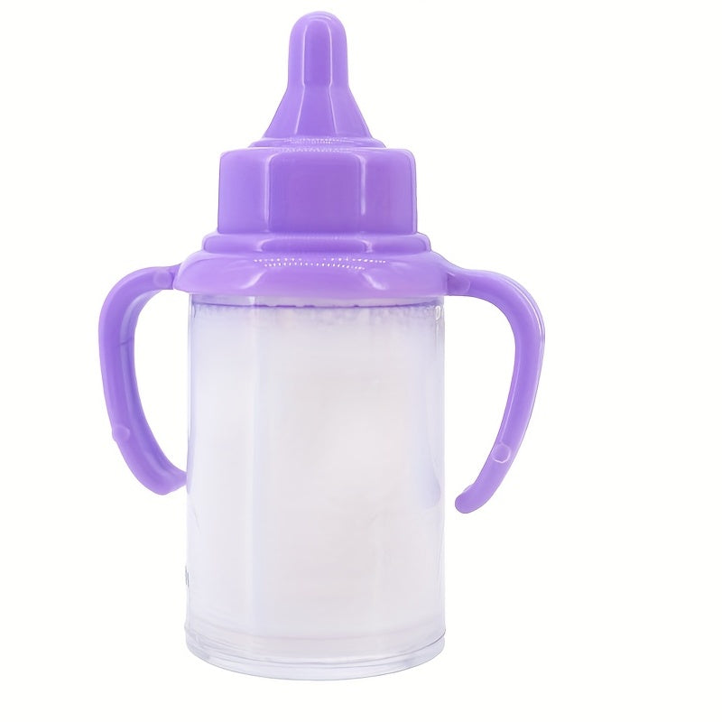 Set of baby doll feeding bottles, including 8.48 cm milk bottles and 9.5 cm juice bottles, comes with a toy pacifier. Perfect baby doll accessories for kids' gift.