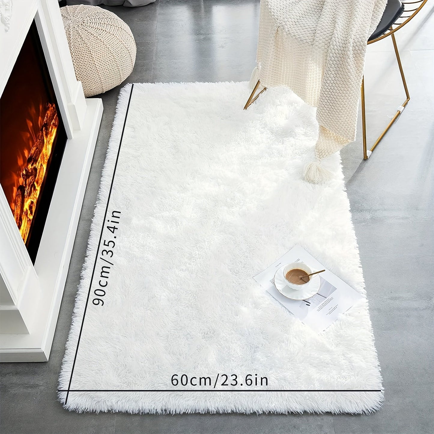 Luxurious Thick Shag Area Rug, Contemporary Rectangle Plush Fuzzy Carpet, Easily Washable, Non-Shedding Non-Slip Soft Furry Rug for Living Room Bedroom, Home Décor, and Room Enhancement.