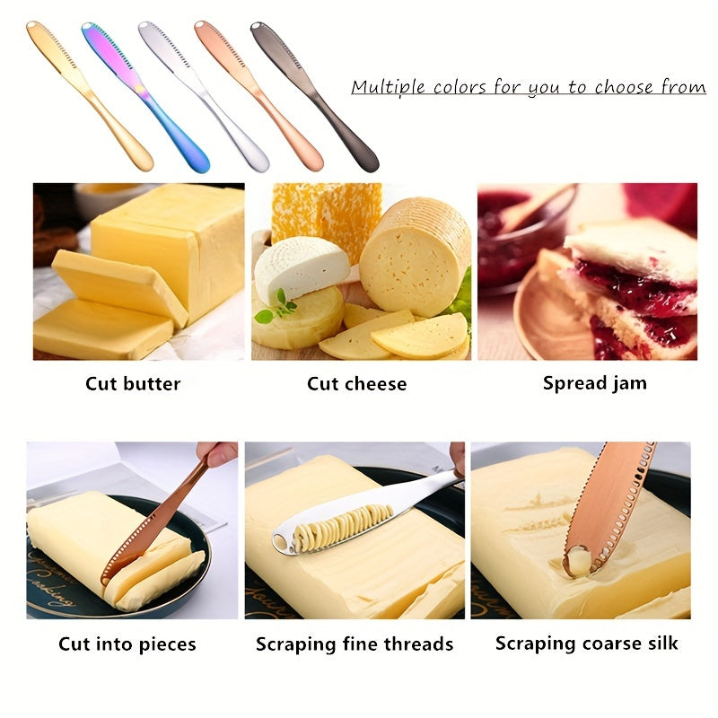 1 Stainless Steel Butter Spreader, 3-in-1 Kitchen Gadget, Available in Multiple Colors.