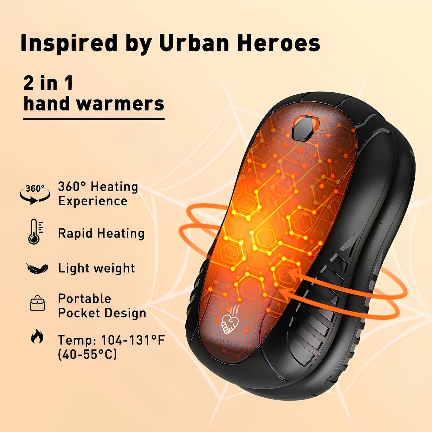 Introducing a set of 2 rechargeable hand warmers wrapped in festive Christmas packaging. These pocket-sized electric hand warmers come with three temperature settings and are perfect for men, women, and children. They are reusable and ideal for outdoor