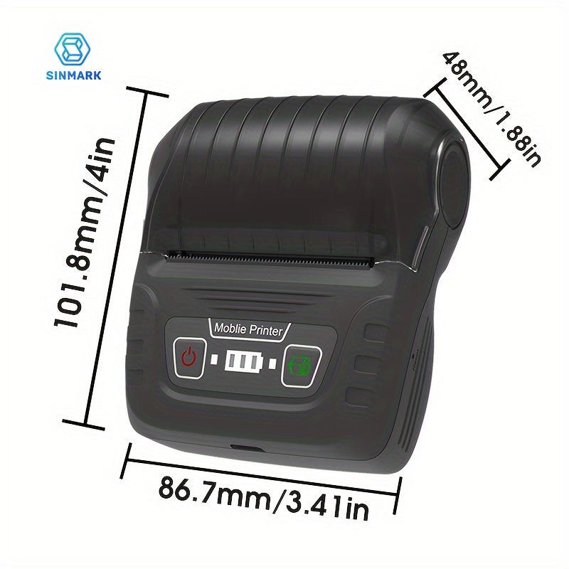 SINMARK Portable Thermal Label Maker Printer with 1 Roll Labels, USB Charging, Rechargeable Battery, Wireless.