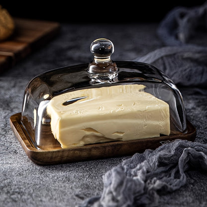 Acacia wood butter dish perfect for weddings, snacks, and fruit in kitchen and restaurants.