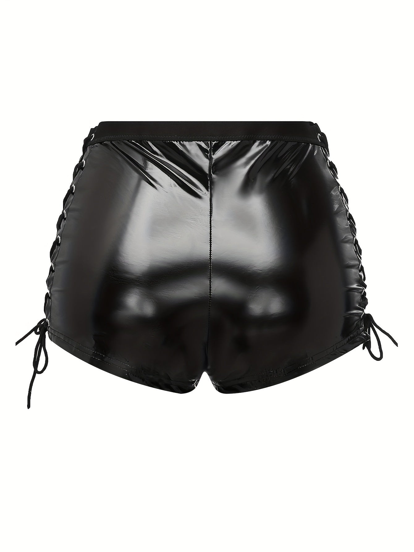 Seductive women's PU lace-up shorts and lingerie for cosplay.