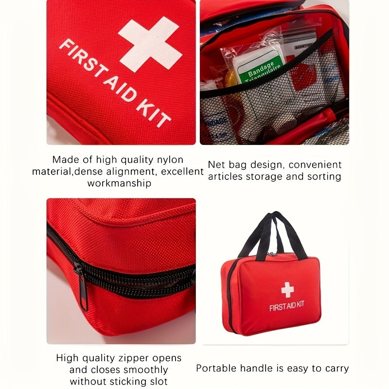 Luxury First Aid Kit (200/210pcs) in Red, with Scissors and Essential Items for Hunting, Hiking, and Camping Emergencies