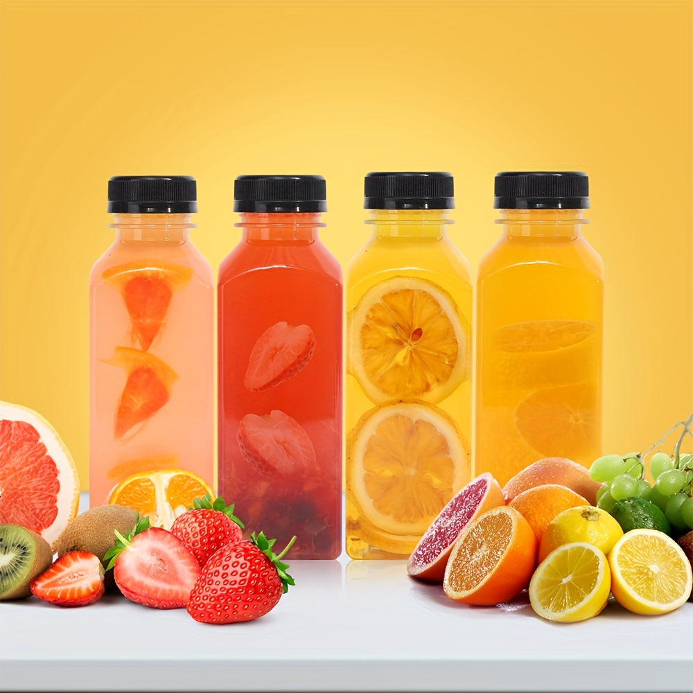 1pc or 4pcs of clear plastic juice bottles with leak-proof caps, ideal for juicing, smoothies, milk, and homemade beverages. Bulk drink containers.