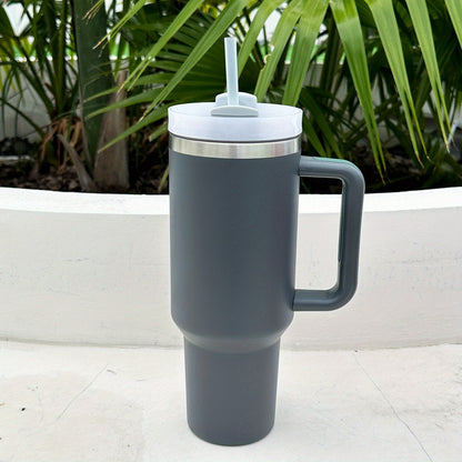 1 40oz Stainless Steel Double Wall Tumbler with Lid, Handle, Heavy Duty Water Bottle, Summer Drinkware & Kitchen Item.