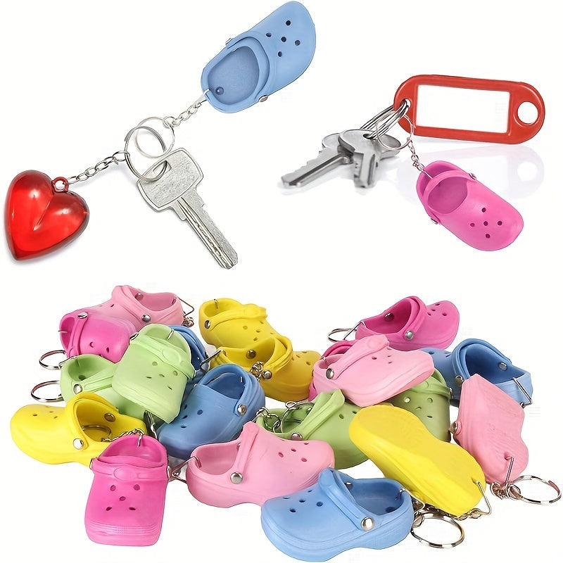 Set of 20 Mini Keychains - Silicone Shoe Charms available in 5 Colors, Ideal for Bags & Keys, Durable & Convenient Accessory for Women, Men, Girls, Boys - Great Gift Idea