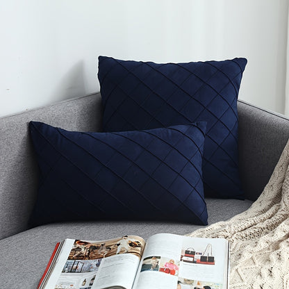 Luxury Nordic Quilted Throw Pillow Cover with Elegant French Style in Soft Suede Fabric. Features Invisible Zipper and is Machine Washable. Ideal for Modern Living Room Decor. Available in Square and Rectangle Sizes.