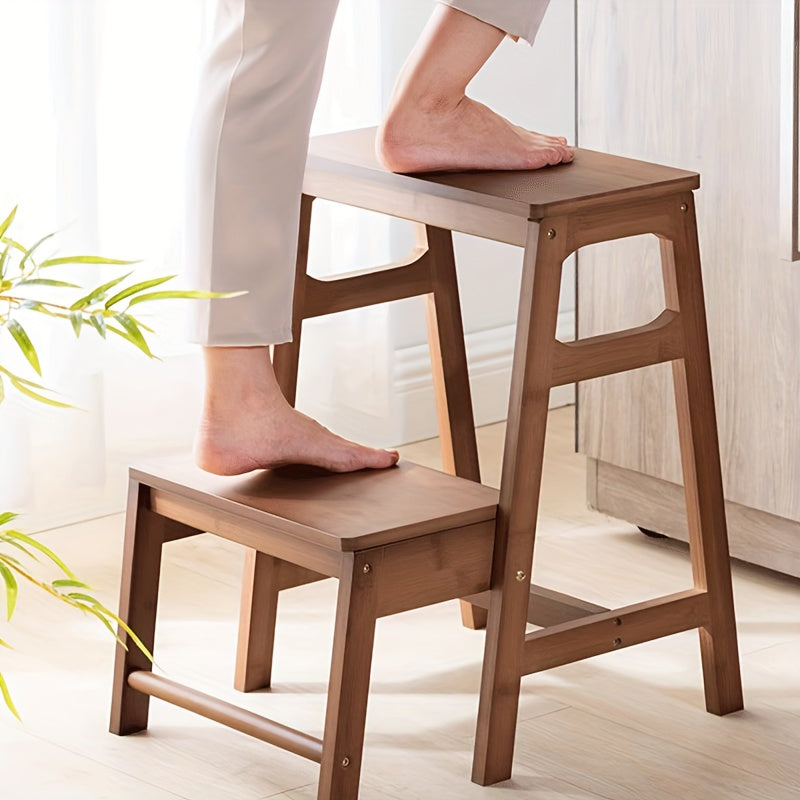 Folding Step Stool made from Bamboo - Convenient, Versatile Ladder Design for Home, Simple to Clean