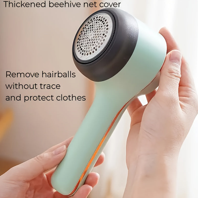 Portable fabric shaver with digital display, USB rechargeable and 3-speed adjustable, for clothes and furniture.