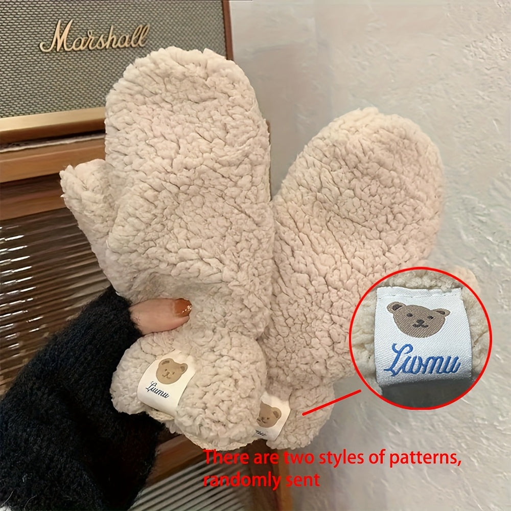 Stay warm and cozy this winter with our fleece mittens. These mittens are lined with plush lamb wool for extra warmth and are windproof and thermal thickened, making them perfect for outdoor activities like cycling or simply going out. They are hand