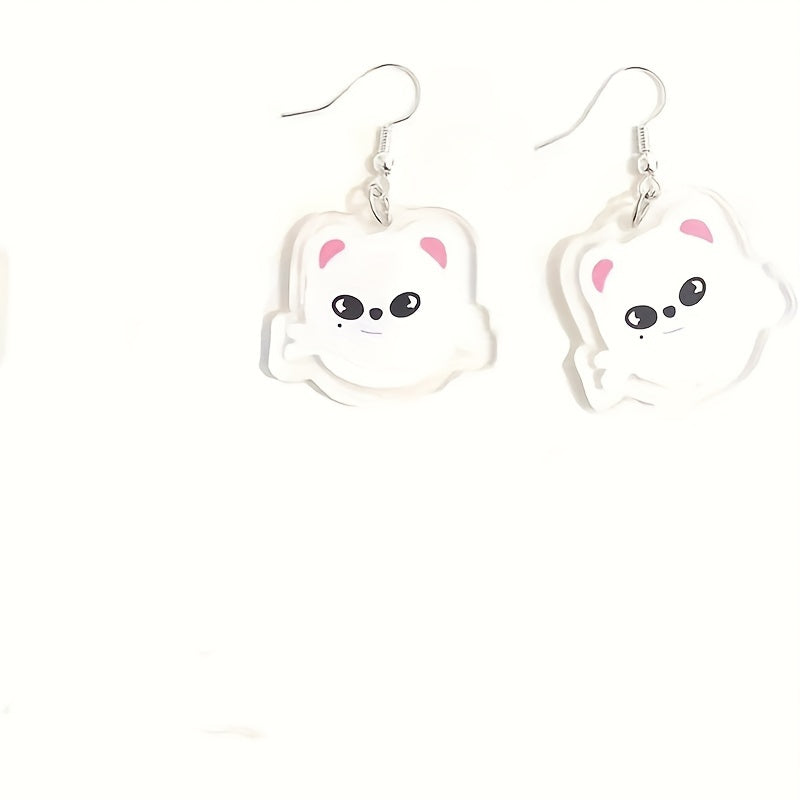 Stylish Acrylic Animal Drop & Dangle Earrings - Versatile Cartoon Style for Everyday and Special Occasions, Suitable for All Seasons. Feather-free and Hypoallergenic, Ideal for Kpop Fans and Birthday Presents.