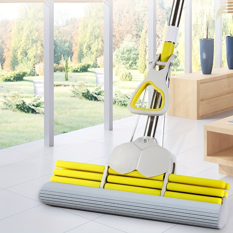 One stainless steel handle sponge roller mop for floor cleaning, measuring 38.0cm. This durable mop absorbs water efficiently and is perfect for home cleaning. Get your hands on this essential cleaning supplies today.