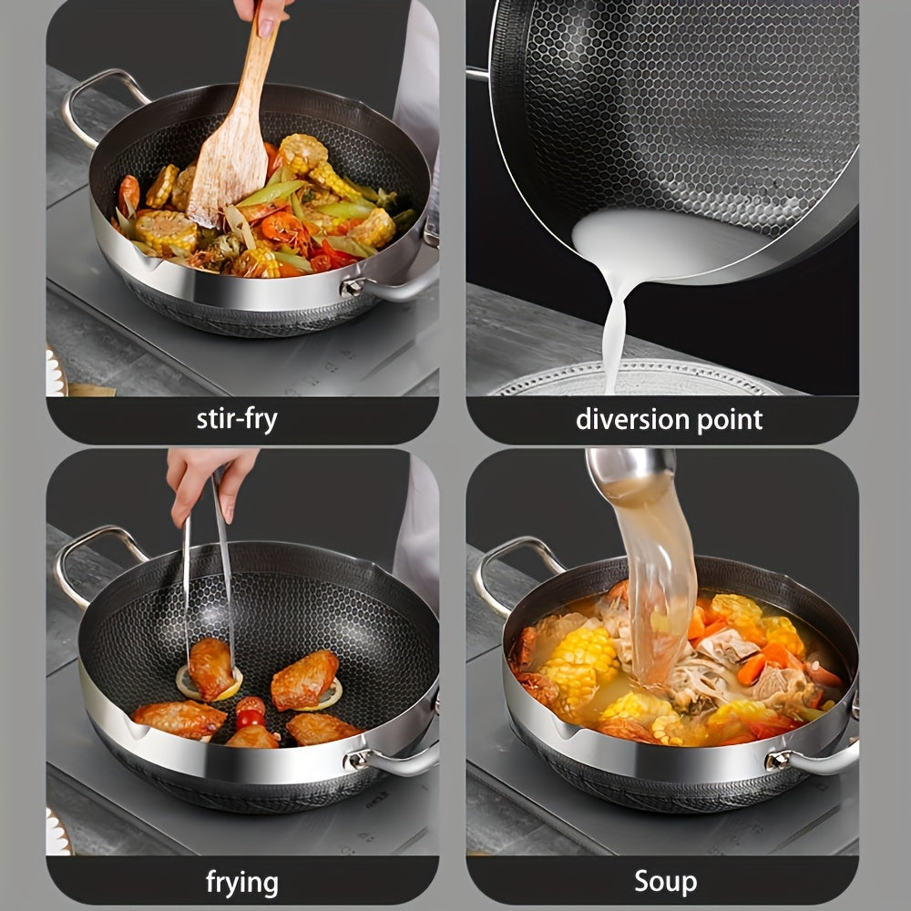 Silver Double-sided Honeycomb Frying Pan