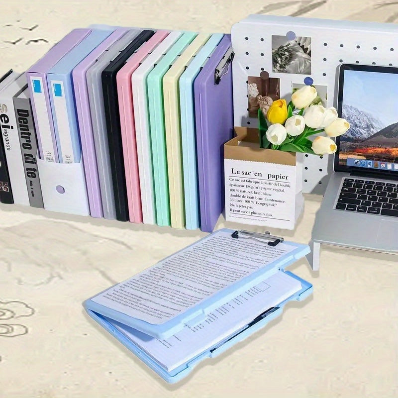 A plastic storage box designed for A4 file folders, perfect for organizing test papers and sorting subjects.