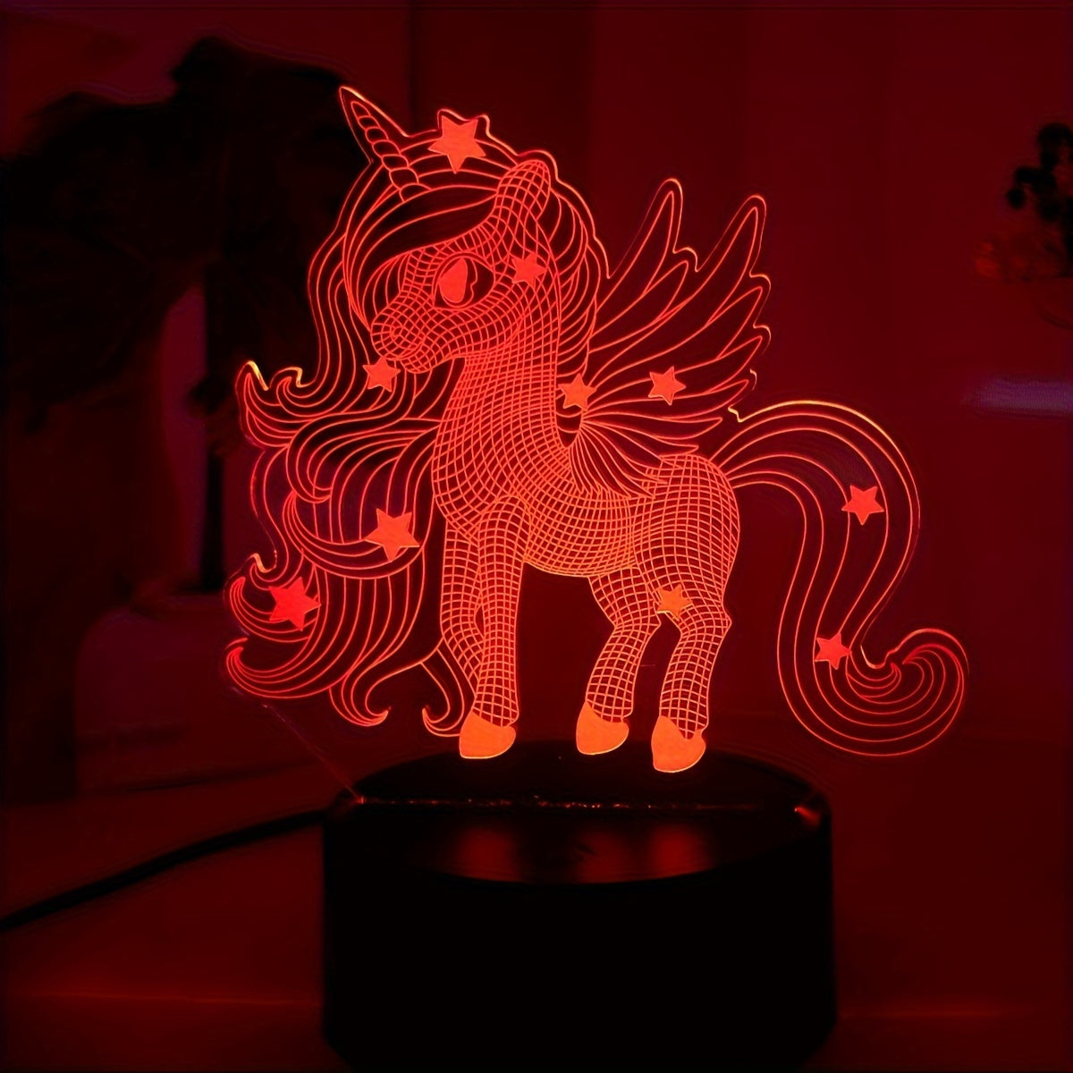 Unicorn LED Night Light with Celestial Shine - 3D Illusion, Touch-Control, USB Power