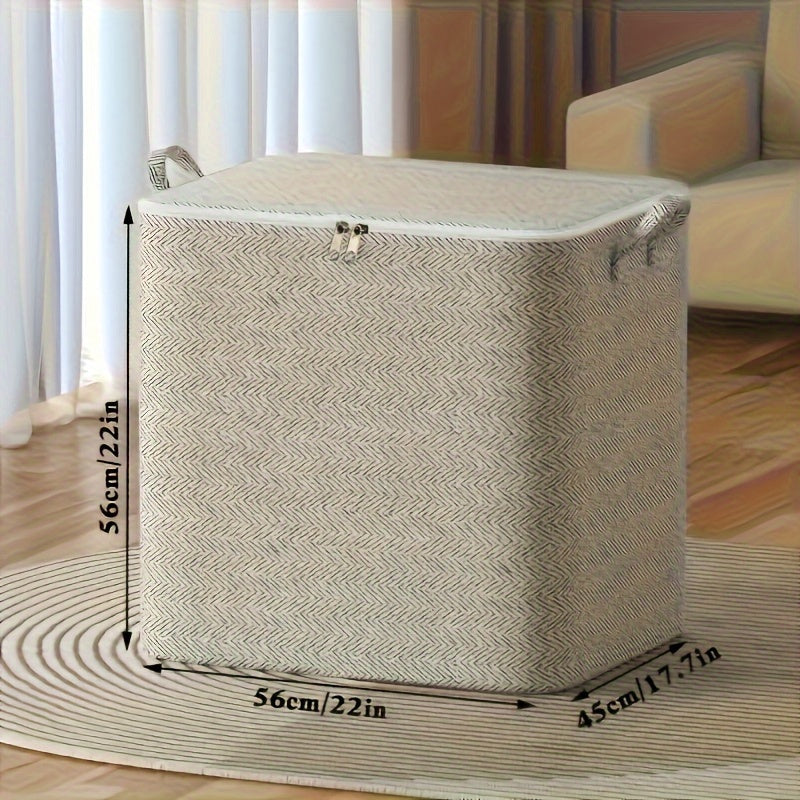 XL Polyester Canvas Storage Bin with Lid, Waterproof, Versatile Design for Home Organization.