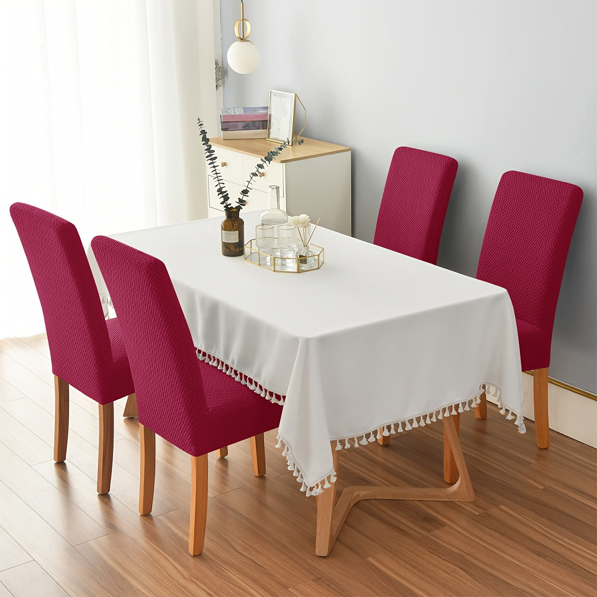 4/6pcs Velvet T-shaped Elastic Chair Covers