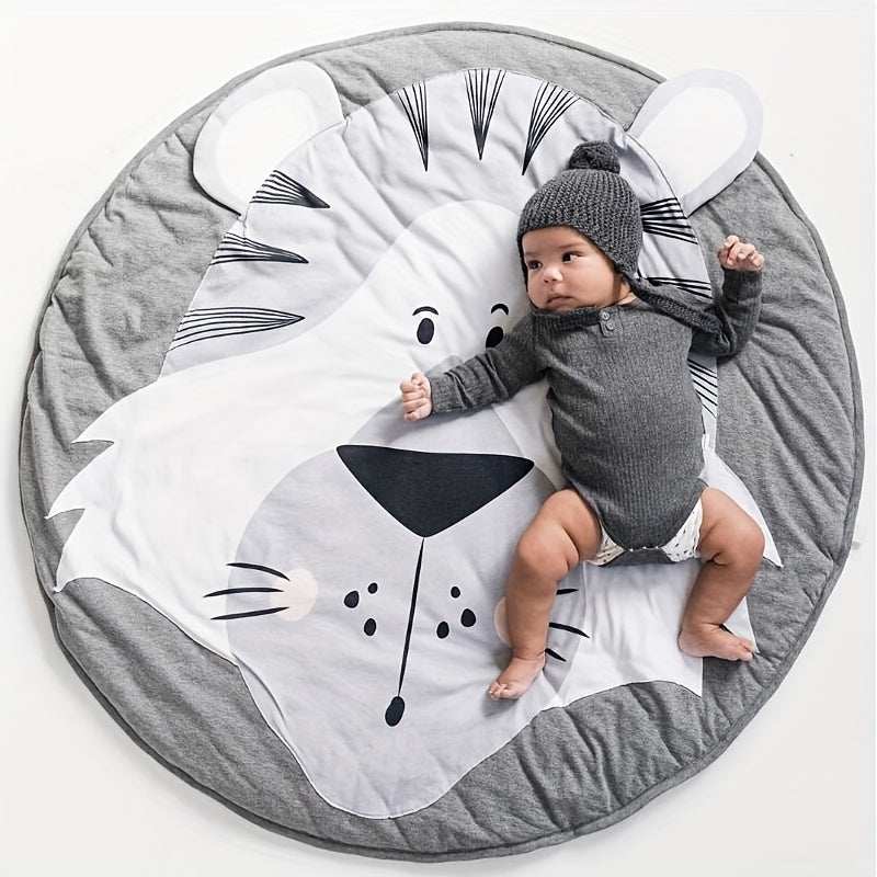 Adorable 3D Animal Round Crawling Mat - Soft Baby Play Mat with Thick Cotton, Detachable Liner & Zipper Closure. Ideal for Decorating Kids' Rooms and Adding Fun to Playhouses! Great Easter Present