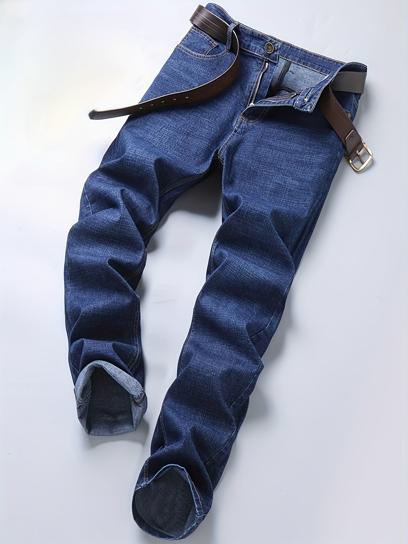 Fashionable cotton denim trousers for men of all sizes, offering comfort and style year-round.