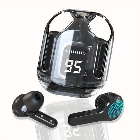 Compact TWS Wireless Earbuds with LED Battery Indicator, ideal for sports & gaming.