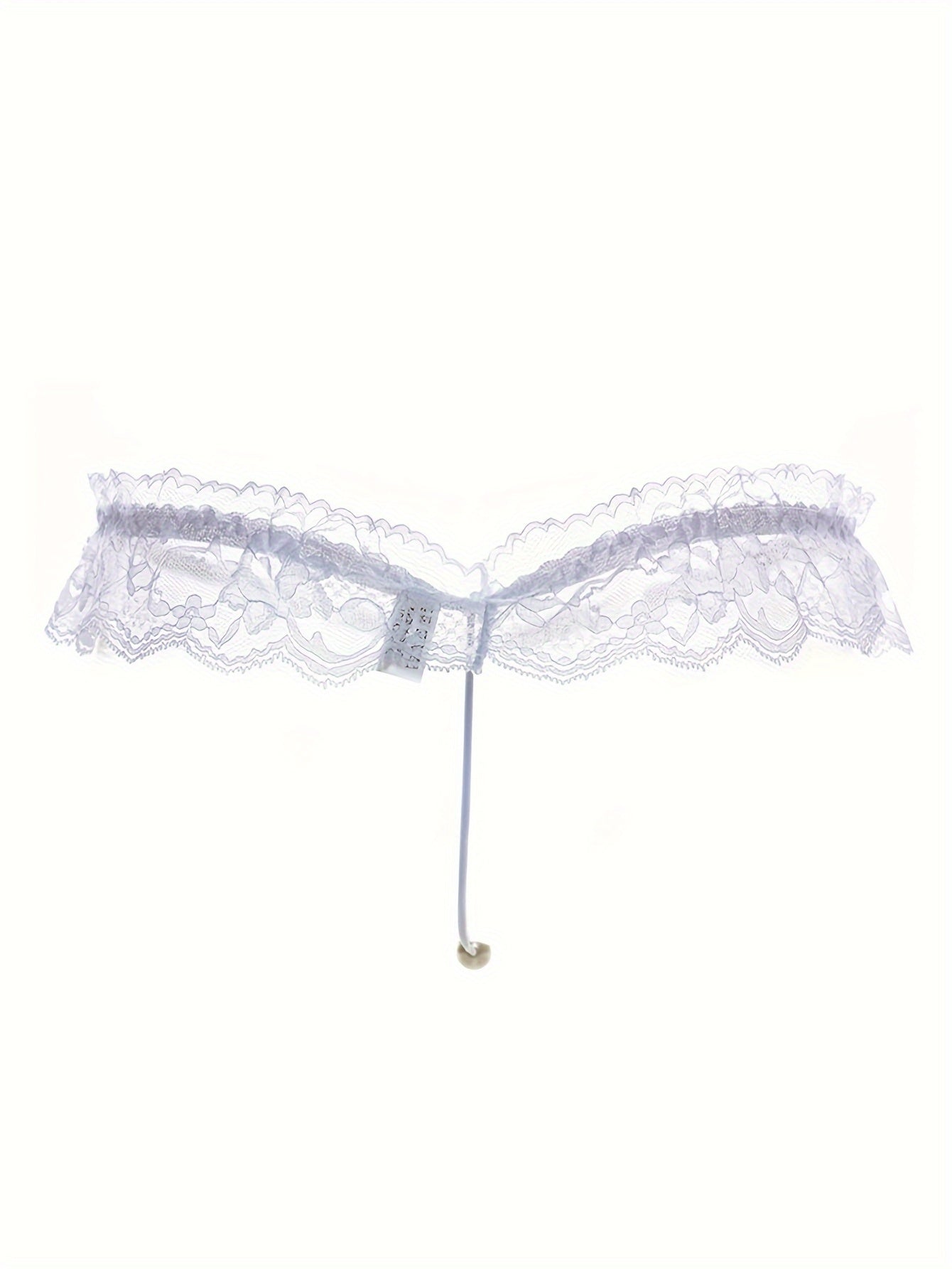 Sexy lingerie for women featuring lace faux pearl bead decoration T-string thongs.