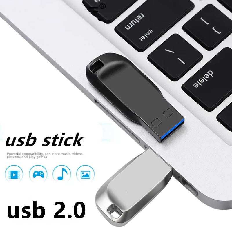 High-speed Metal USB 2.0 Flash Drive for PCs, laptops, tablets, and phones. Durable design with secure data storage options in 8GB, 30GB, 60GB, and 100GB.