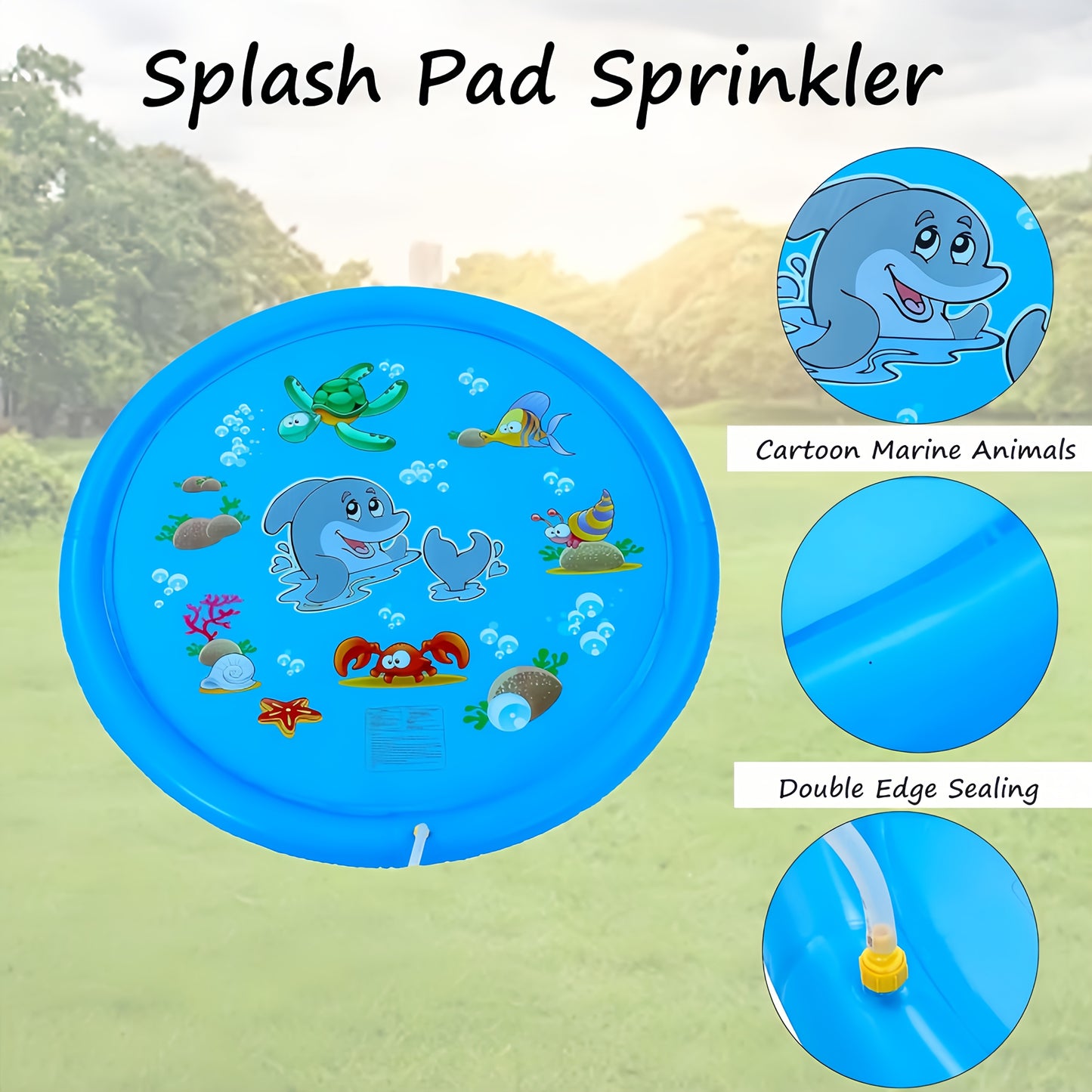 yyfish Dual Sprinkler Splash Pad, 170cm/66.9in, Durable PVC, Family Fun for Kids 3-5