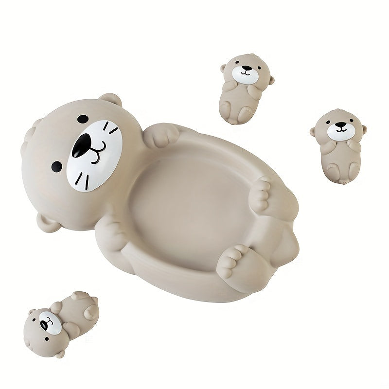 [Customer Favorite] Kids Bath Toy Set featuring a Floating Otter and Water Play Animals in Gray