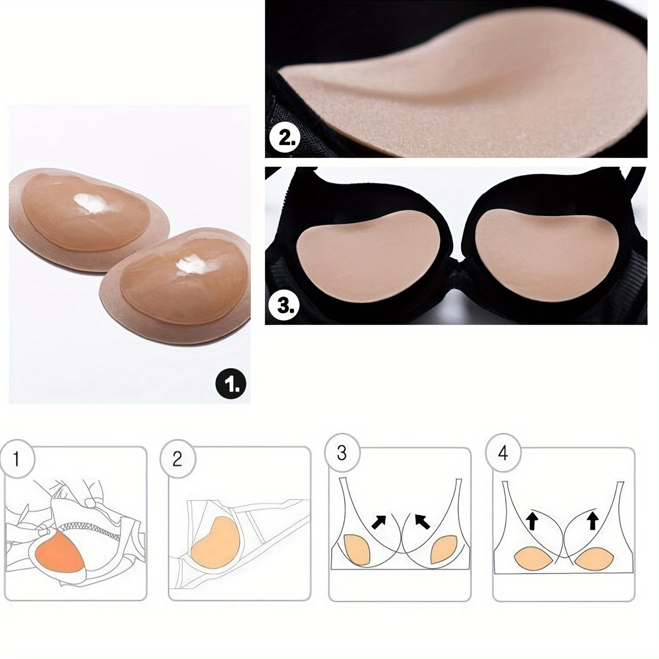 Soft and comfy bra insert pads for chest enhancement, ideal for women's lingerie and underwear.