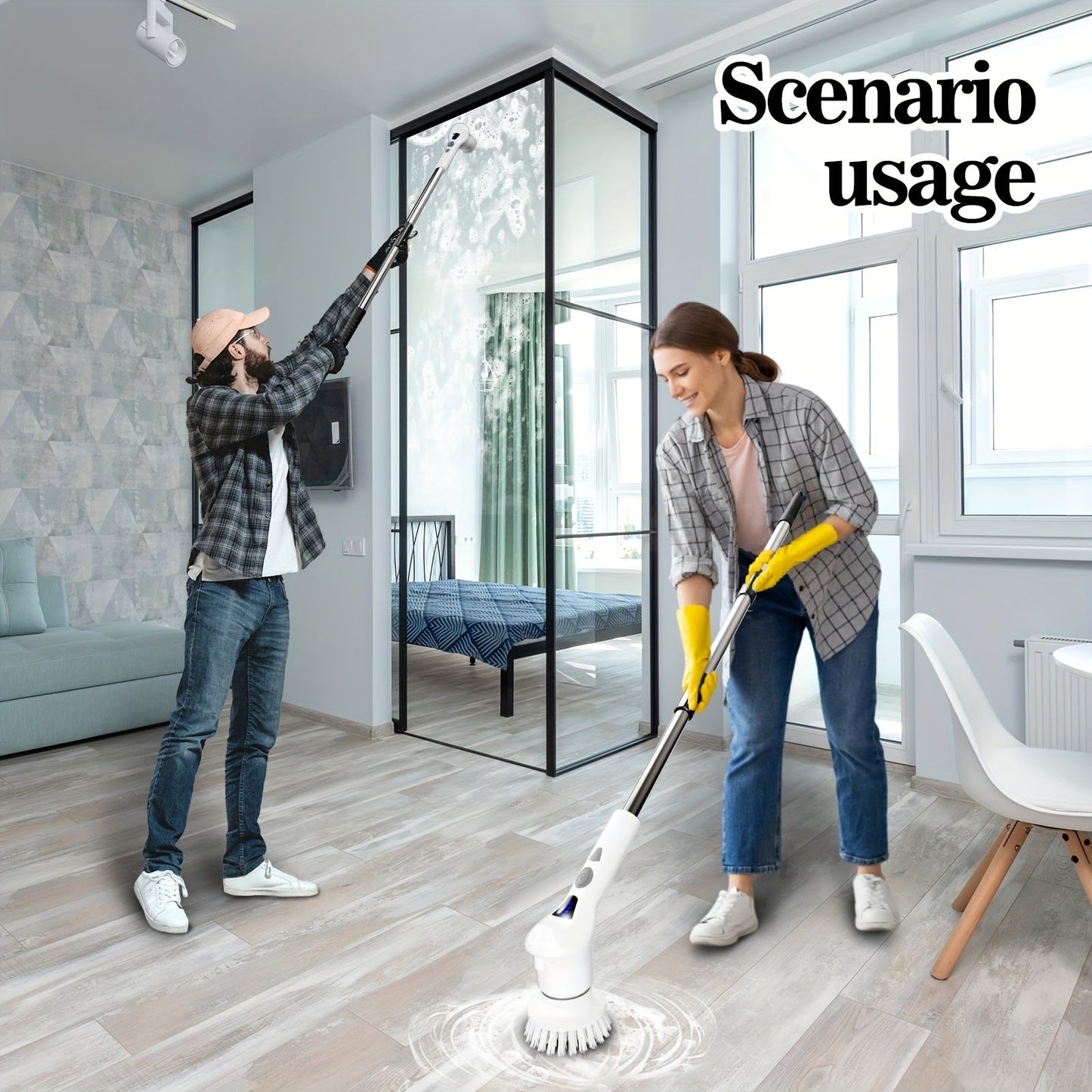 Introducing the IAGREEA Electric Rotating Cleaning Brush! This cordless cleaning brush comes with an adjustable extension arm and 9 replaceable cleaning heads. With 2-speed settings, this electric shower brush is perfect for cleaning bathtubs, tiles