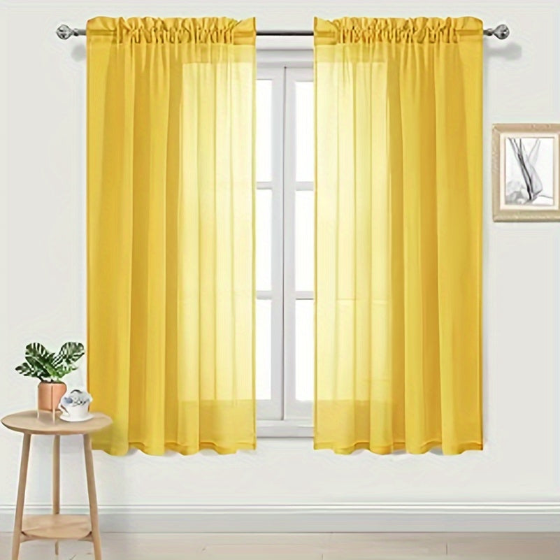 [Top Pick] Add a touch of elegance to your home with these stylish terylene gauze curtains. The two-piece set features a semi-transparent design in a plain color, perfect for creating a breathable and lightweight atmosphere in any room. Hang them with