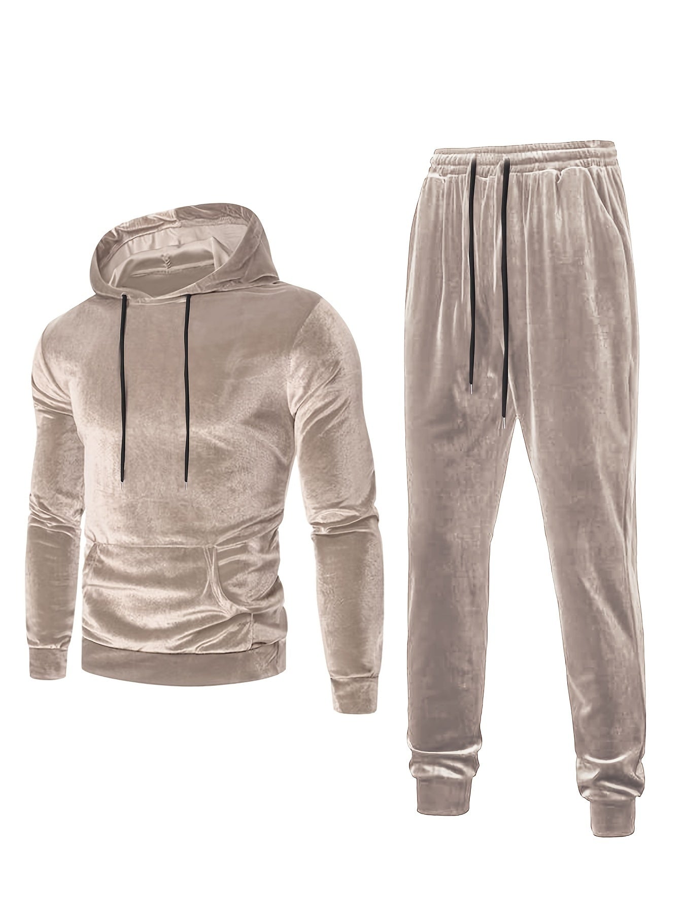 Velour hoodie and pants set for men, perfect for fall and winter.